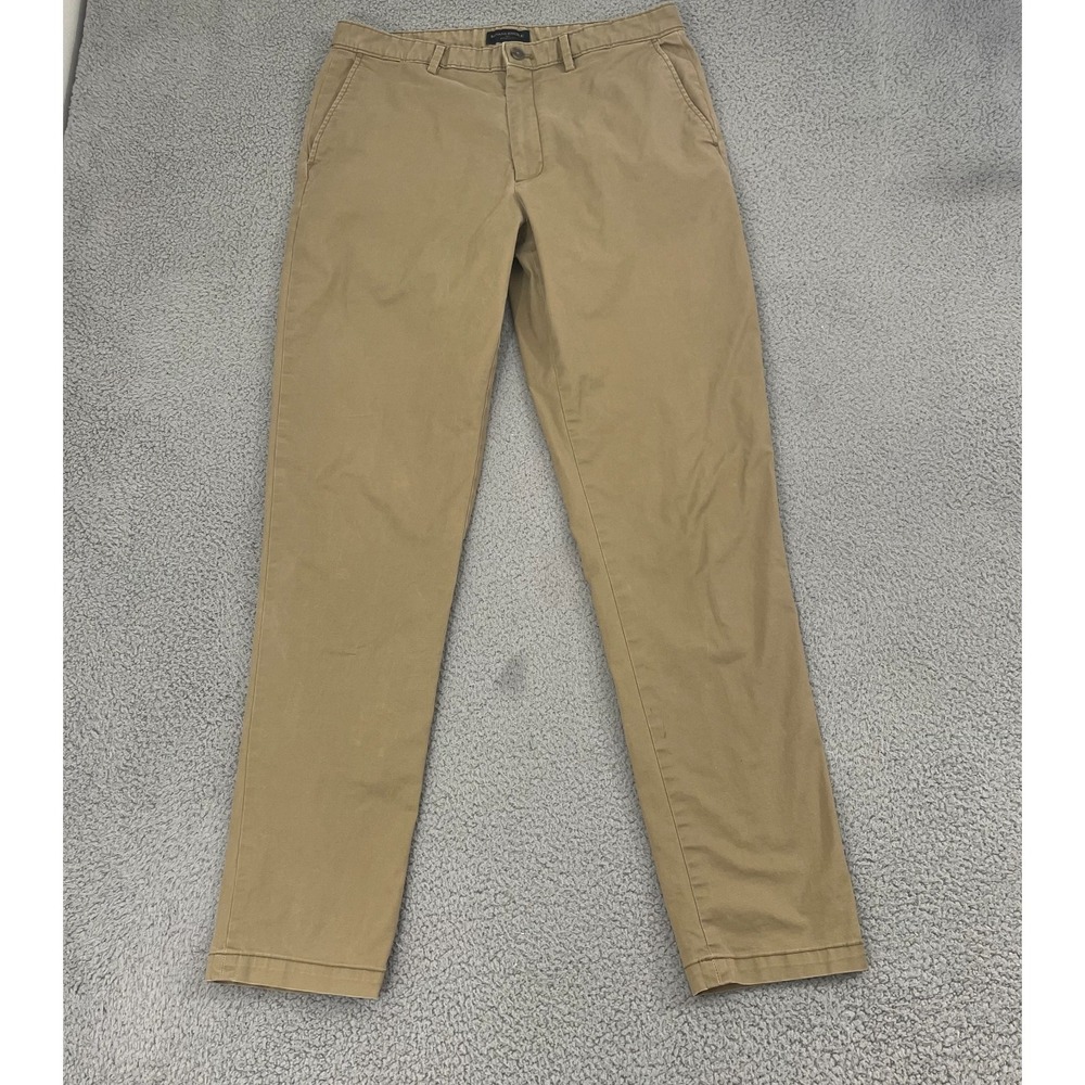 Banana Republic Lived In Chino Pants 34x35‎ Tan Athletic Fit Preppy Flat Front